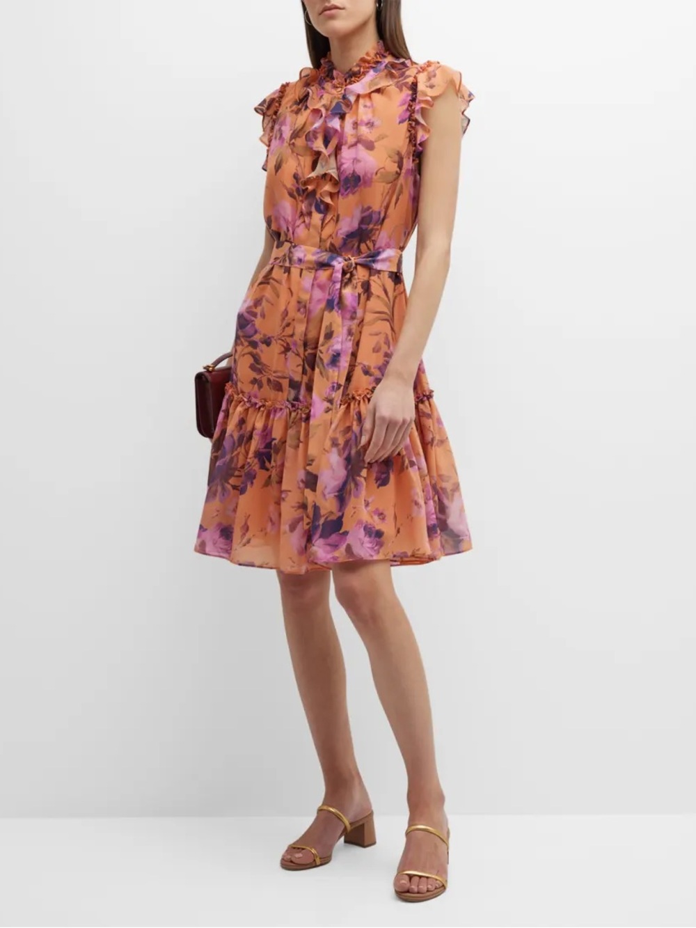 ✨ NWT Kobi Halperin Shiloh Floral Ruffle Trim Midi Dress ✨
